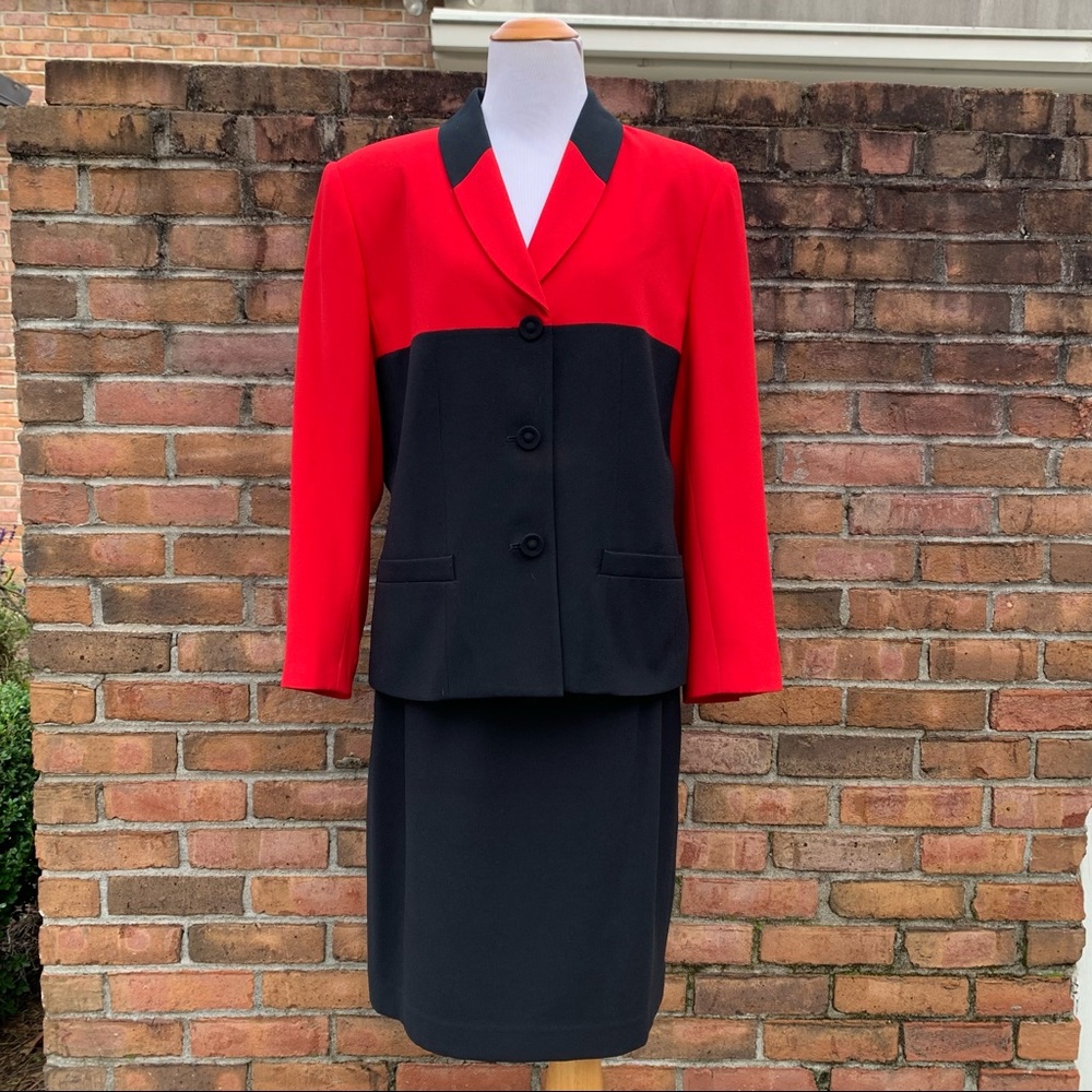 Vintage Petite Sophisticate Colorblock Career Suit Set 14P